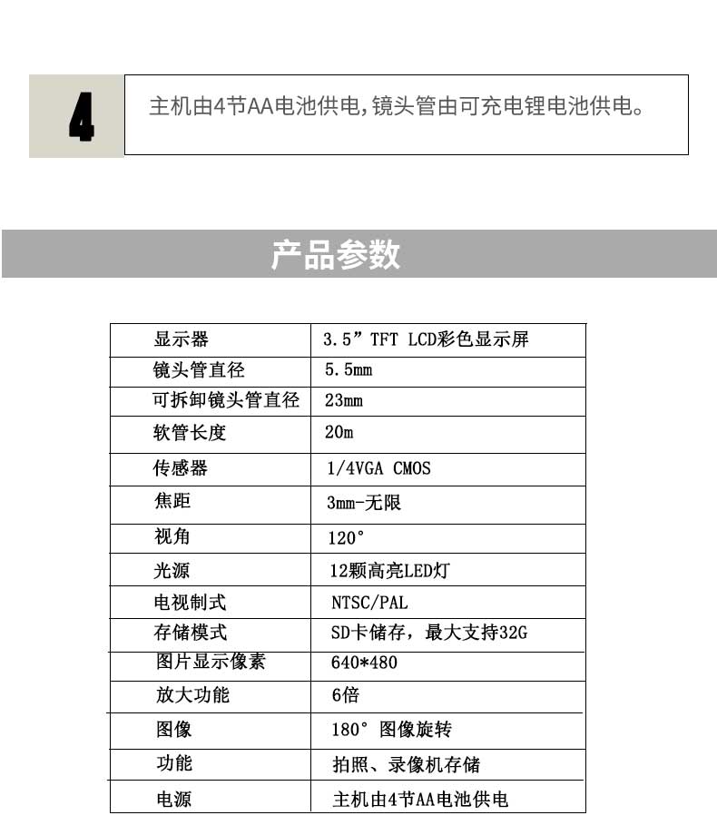 管道內窺鏡參數